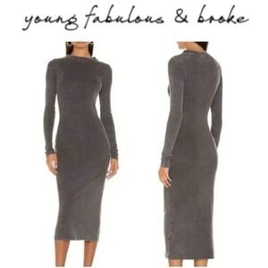 Young Fabulous & Broke Charcoal Long Sleeve Dress